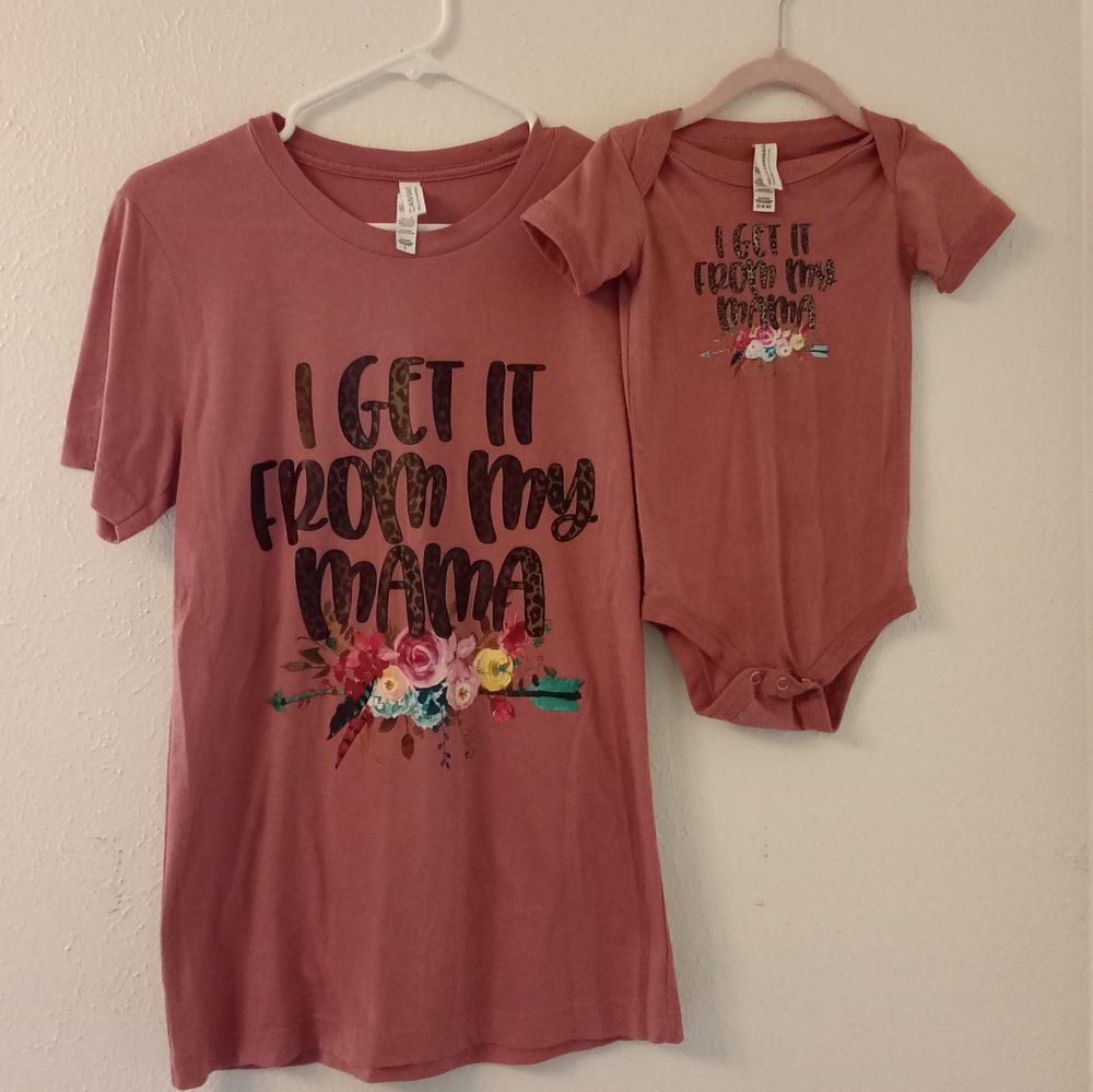 Bella Canvas Pink Graphic Tee and Onesie Set